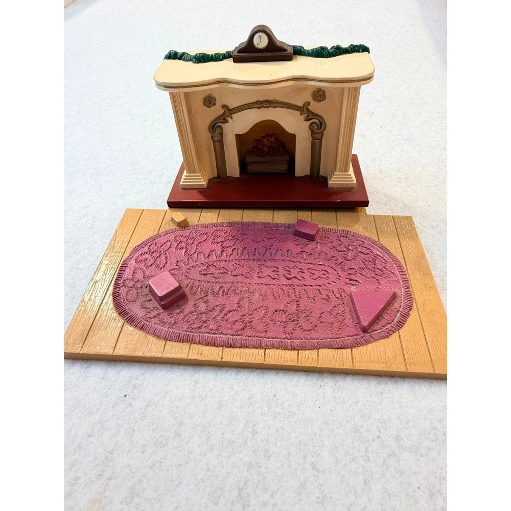 Vintage 1993 Hallmark Bearinger Flickering Light Fireplace Tabletop Display READ